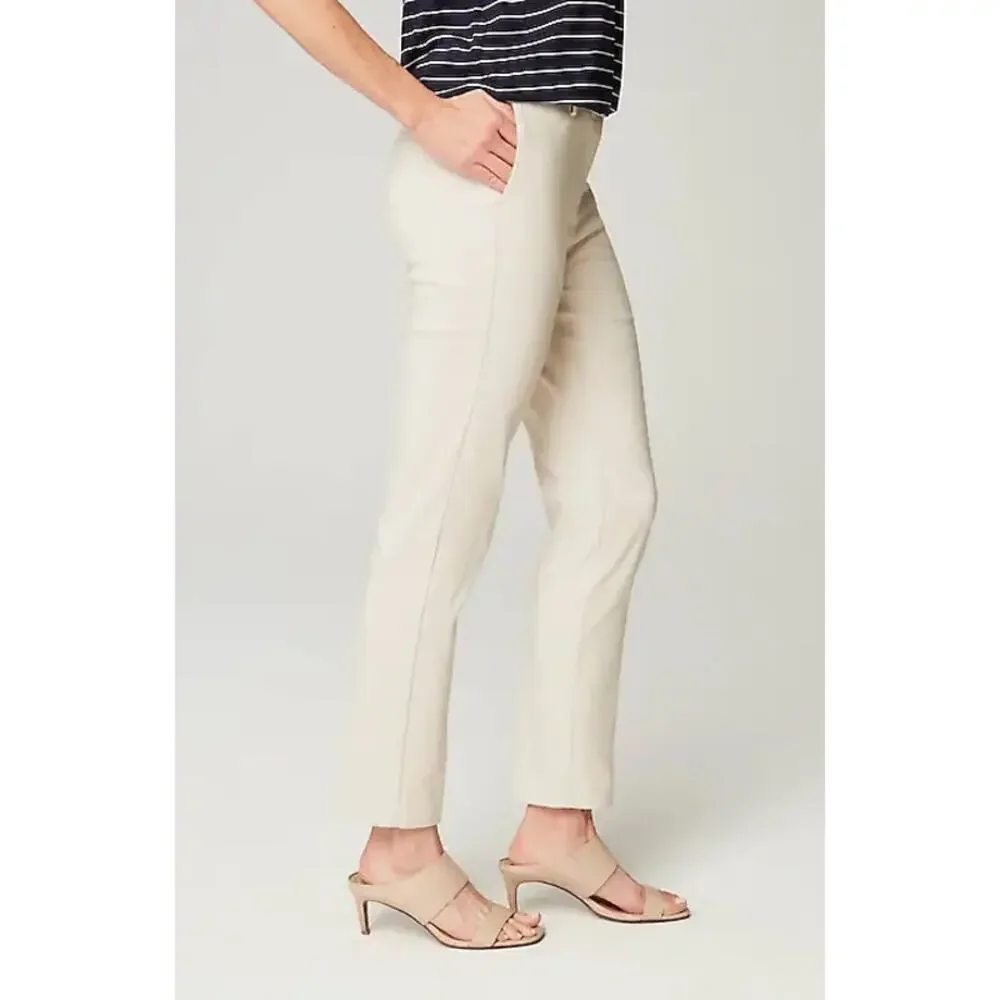 J.Jill Wearever Refined Twill Slim Leg Trousers Size 12 Cream